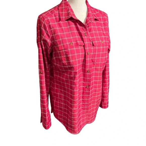 Eddie bauer classic fit pink plaid collared button up women’s medium - Picture 3 of 12
